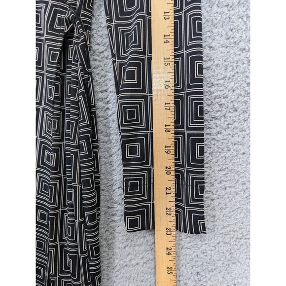 Express Wrap Dress Women Size 3/4 Black Geometric Surplice V-Neck Collared - Picture 12 of 12